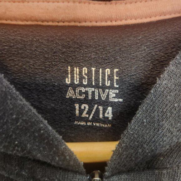 Justice Active Soccer Smiley zip up Hoodie playful athleisure SZ 12/14 - Picture 3 of 10